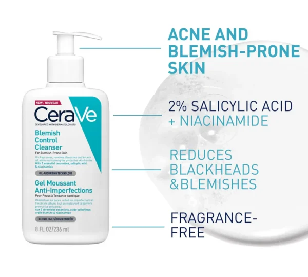 CeraVe Blemish Control Face Cleanser with 2% Salicylic Acid & Niacinamide - Image 4